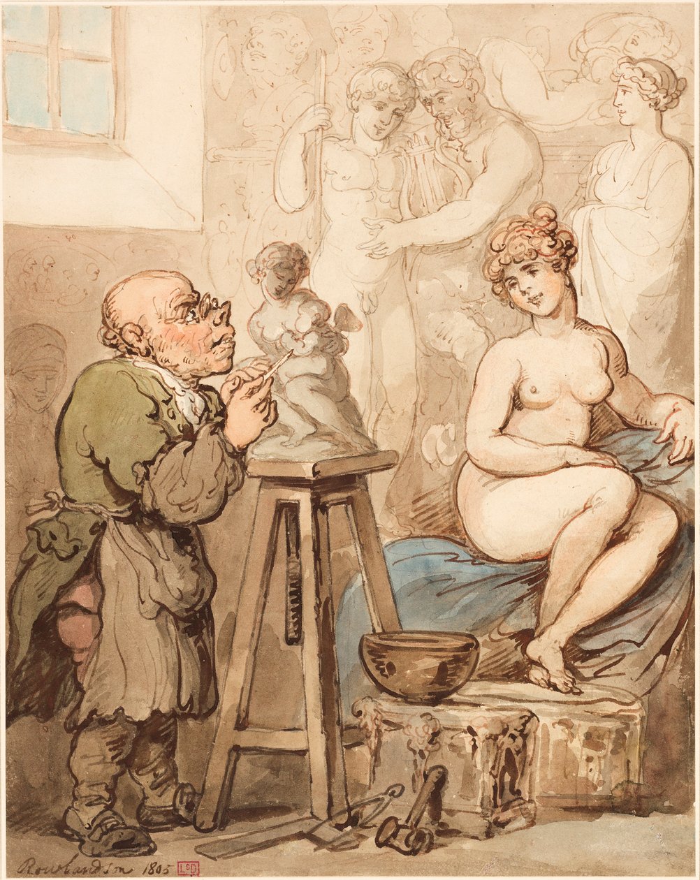 Vorbereitung für die Akademie—Alter Joseph Nollekens und seine Venus von Thomas Rowlandson