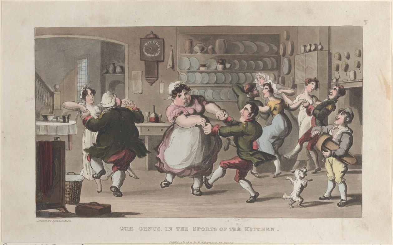 Quae Genus, in den Sportarten der Küche, aus Die Geschichte von Johnny Quae Genus..., 1. August 1821 von Thomas Rowlandson