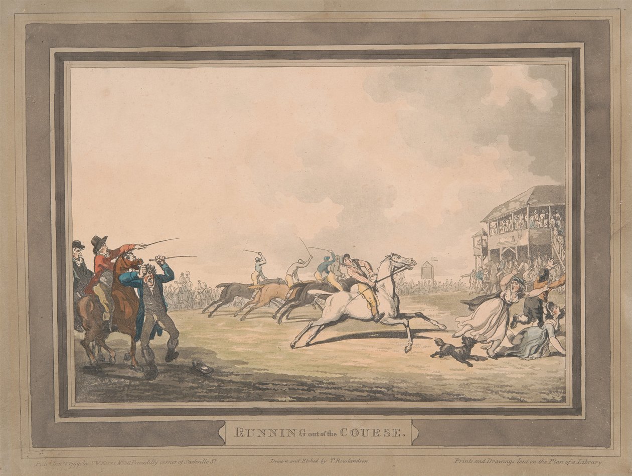 Rennen [Satz von sechs]: 5. Aus der Bahn laufen von Thomas Rowlandson