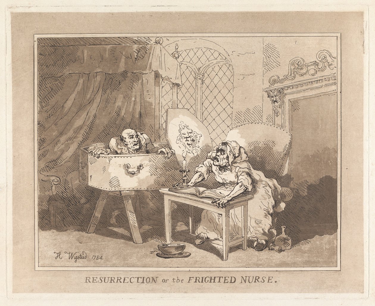 Auferstehung oder die erschrockene Krankenschwester von Thomas Rowlandson