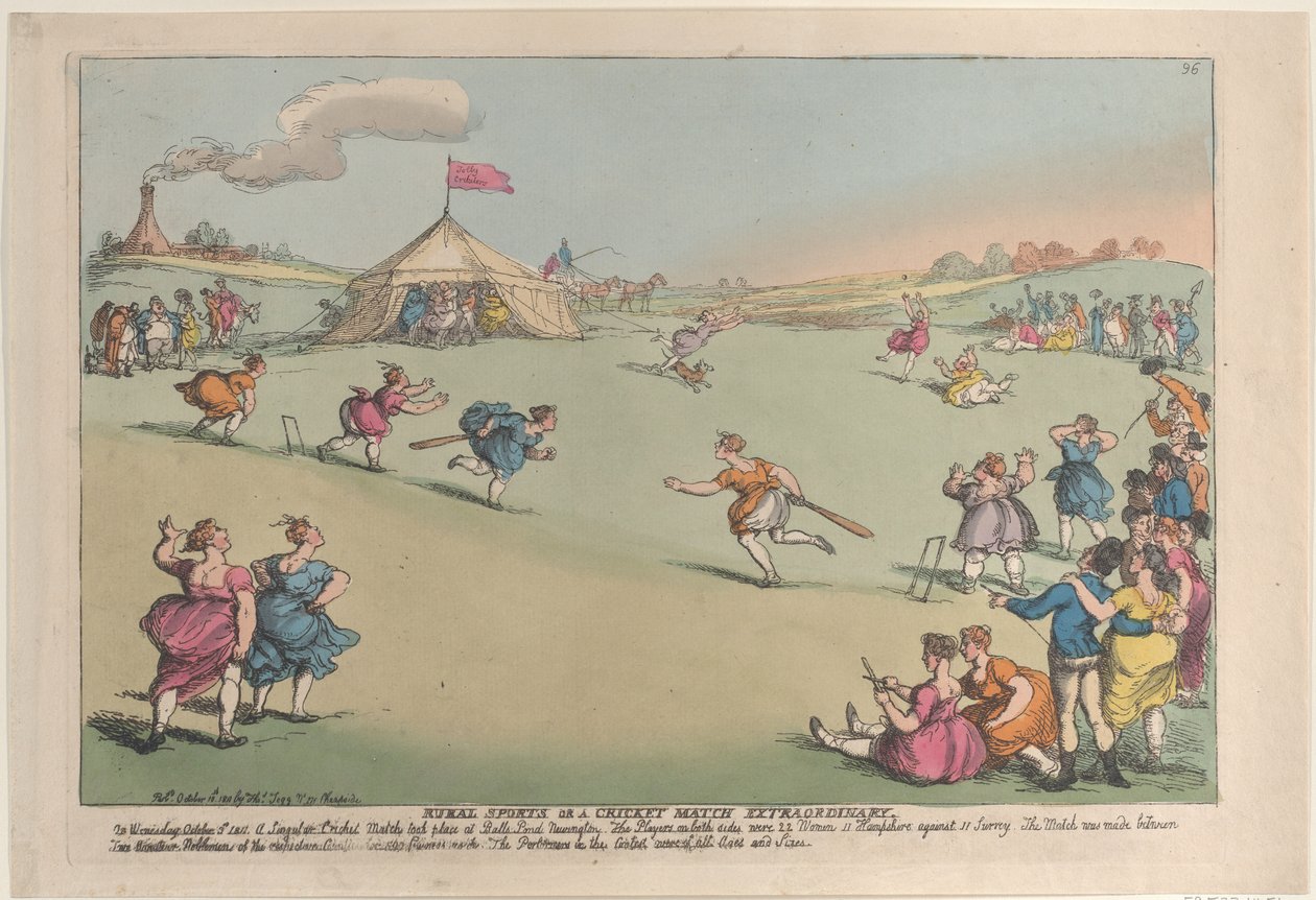 Ländliche Sportarten oder ein außergewöhnliches Cricket-Match, 10. Oktober 1811 von Thomas Rowlandson