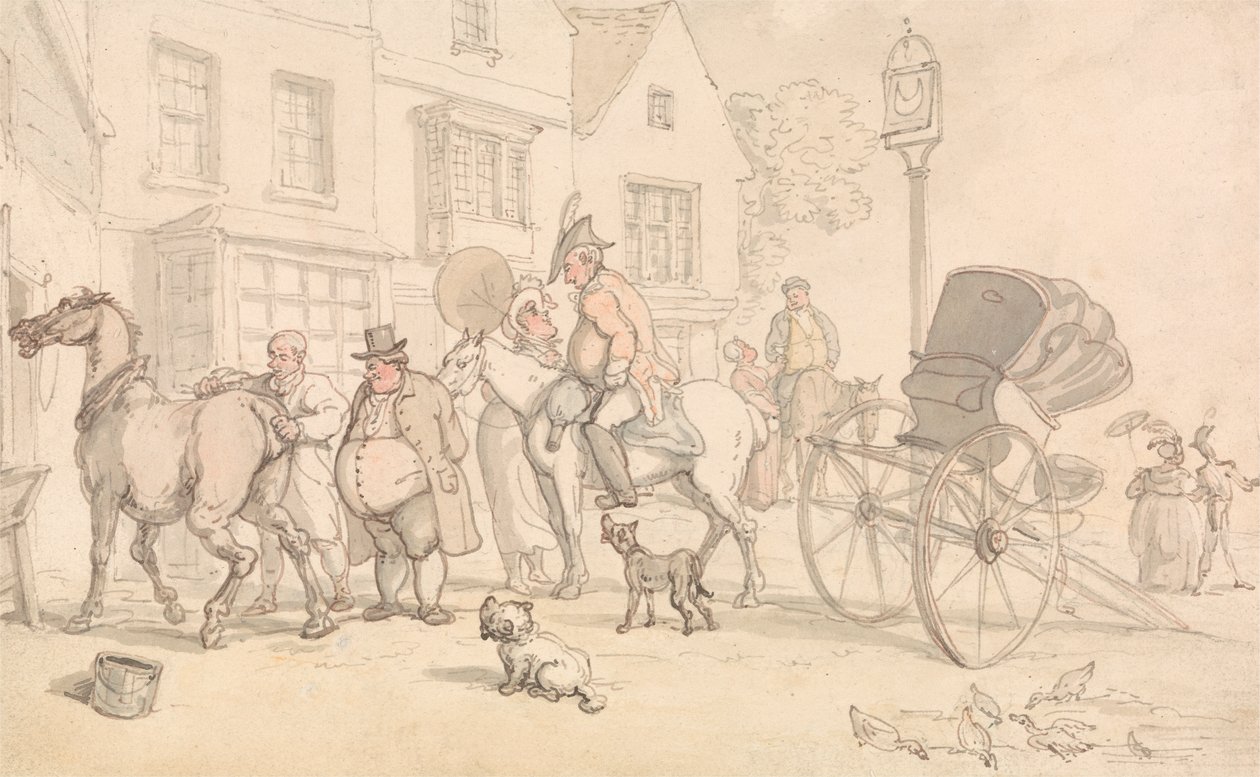Szene vor dem Half-Moon Inn von Thomas Rowlandson