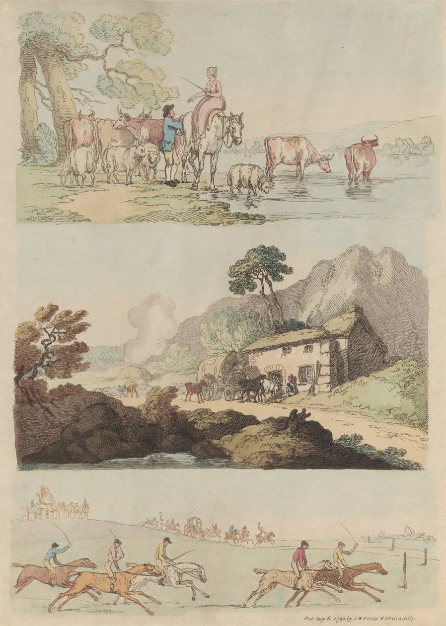 Satz von sechzehn: Umrisse von Figuren und Landschaften von Thomas Rowlandson