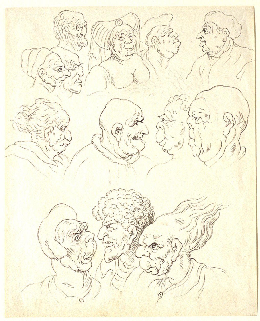 Studien von grotesken Köpfen von Thomas Rowlandson