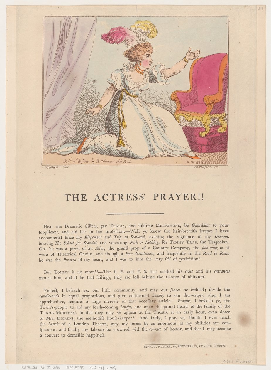 Das Gebet der Schauspielerin!!, 10. August 1801 von Thomas Rowlandson