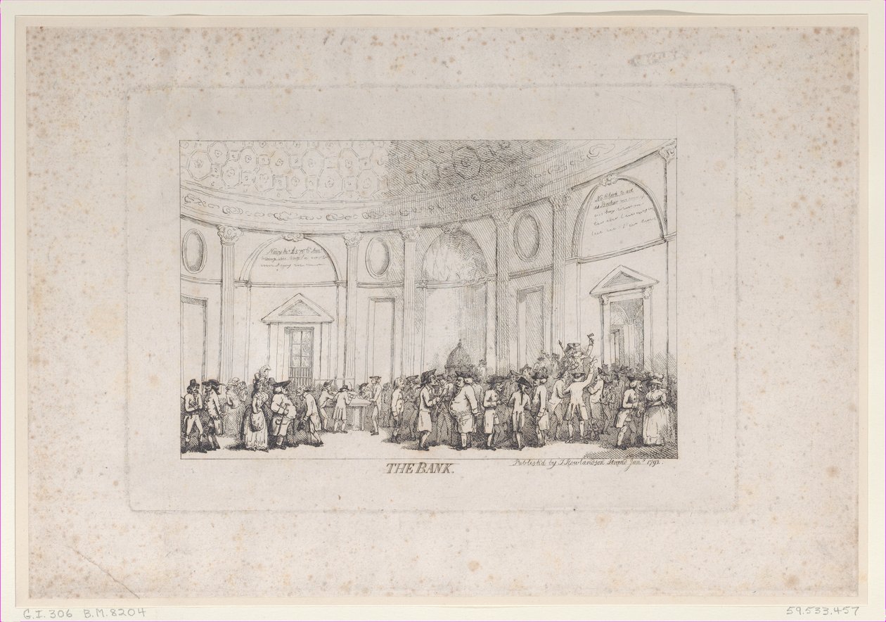 Die Bank, Januar 1792 neu aufgelegt von Thomas Rowlandson