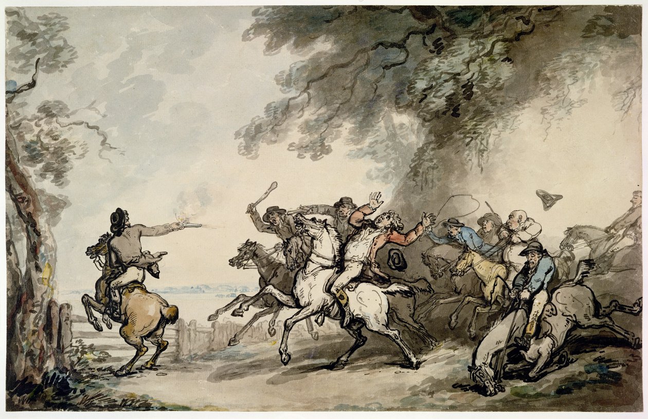 Die Jagd auf den Straßenräuber, ca. 1790 von Thomas Rowlandson