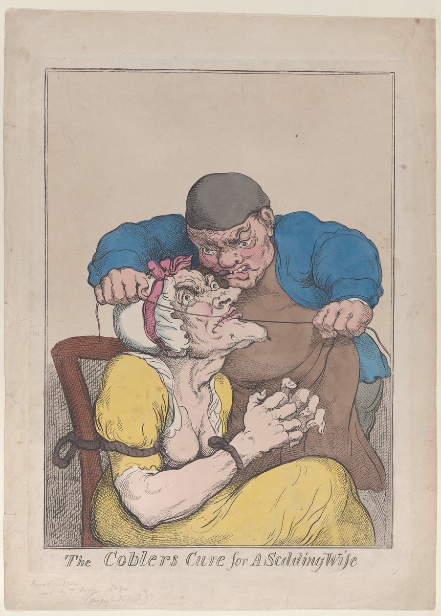 Das Heilmittel des Schusters für eine zänkische Frau, 1813 von Thomas Rowlandson