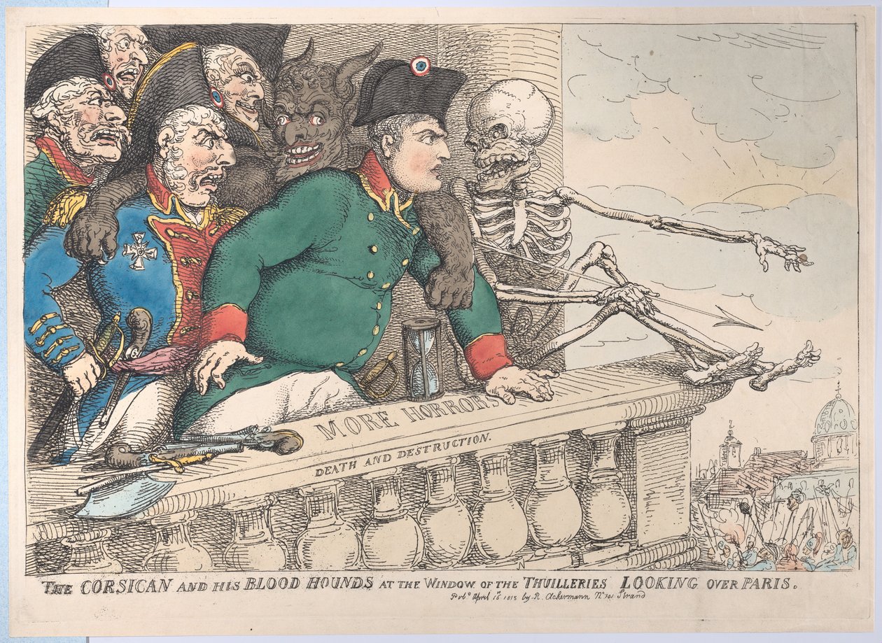 Der Korsikaner und seine Bluthunde am Fenster der Thuilleries, die über P..., 16. April 1815 von Thomas Rowlandson