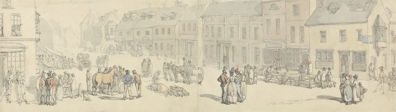 Die Hauptstraße am Markttag, Newport, Isle of Wight, ca. 1797-1800 von Thomas Rowlandson