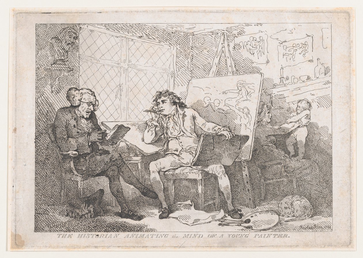 Der Historiker belebt den Geist eines jungen Malers, 1784 von Thomas Rowlandson