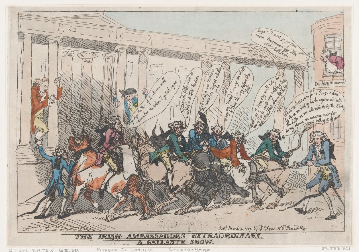 Die irischen außerordentlichen Botschafter, Eine galante Show, 7. März 1789 von Thomas Rowlandson