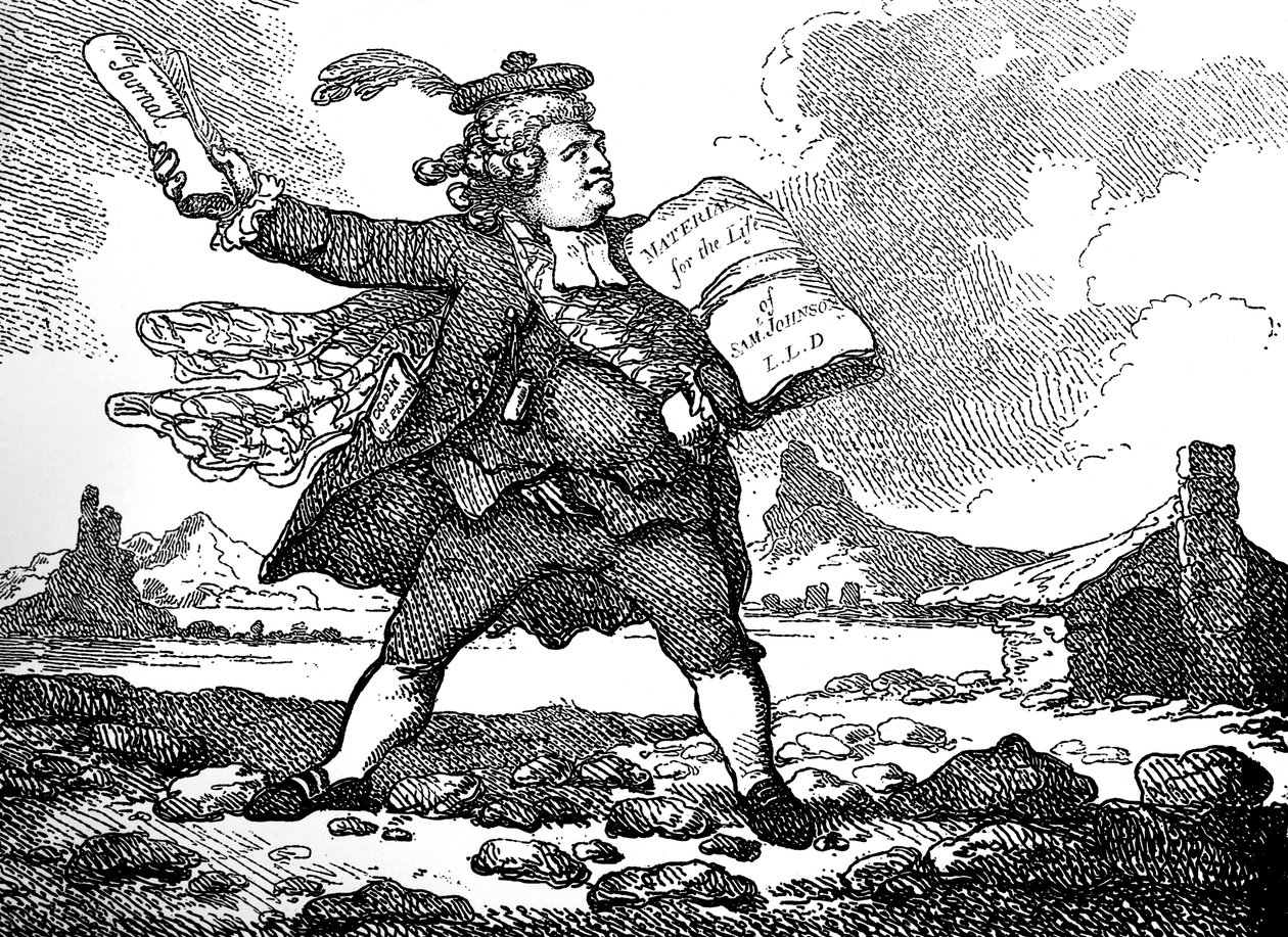 Der Journalist mit Blick auf Auchinleck oder Das Land der Steine, ca. 1786 von Thomas Rowlandson