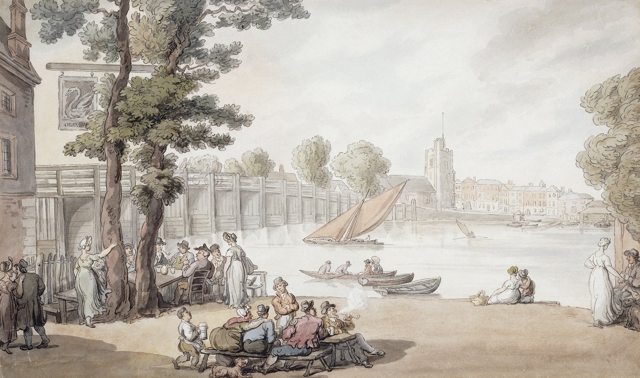 Das Old Swan Inn mit Blick auf die Putney-Brücke von Thomas Rowlandson