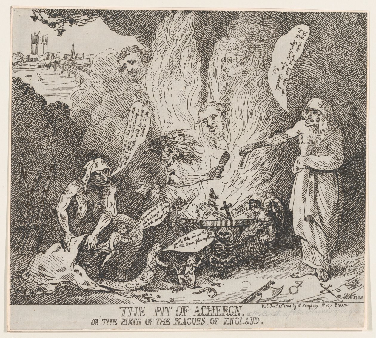 Die Grube von Acheron oder Die Geburt der Plagen Englands, 28. Januar 1784 von Thomas Rowlandson