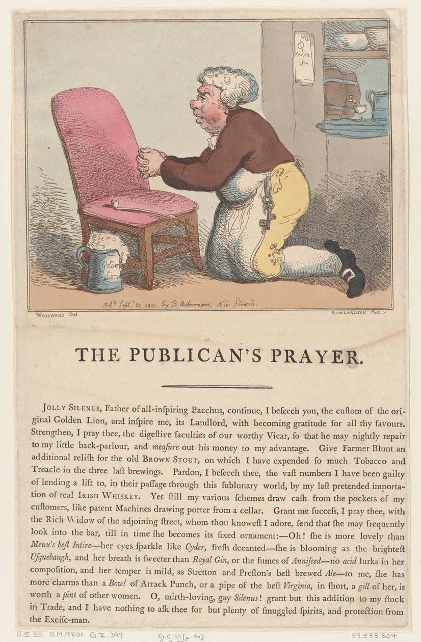 Das Gebet des Wirts, 20. September 1801 von Thomas Rowlandson