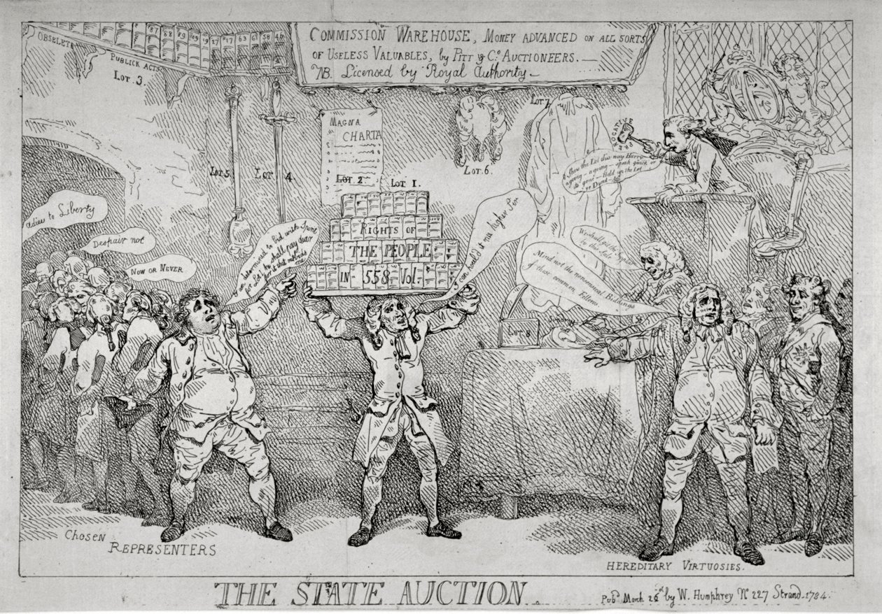 Die Staatsauktion, 1784 von Thomas Rowlandson