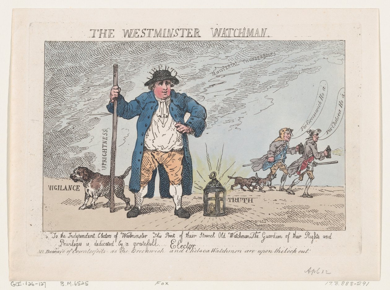 Der Westminster-Wächter, 12. April 1784 von Thomas Rowlandson
