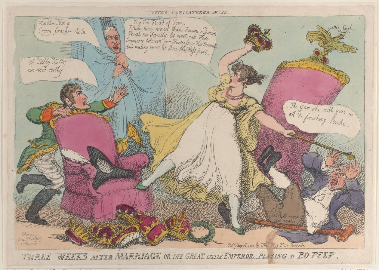 Drei Wochen nach der Hochzeit oder der große kleine Kaiser spielt Verstecken von Thomas Rowlandson