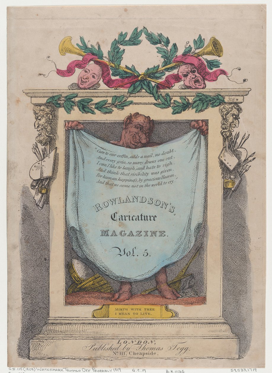 Titelseite, Rowlandsons Karikaturmagazin, Bd. 5, 1808 von Thomas Rowlandson
