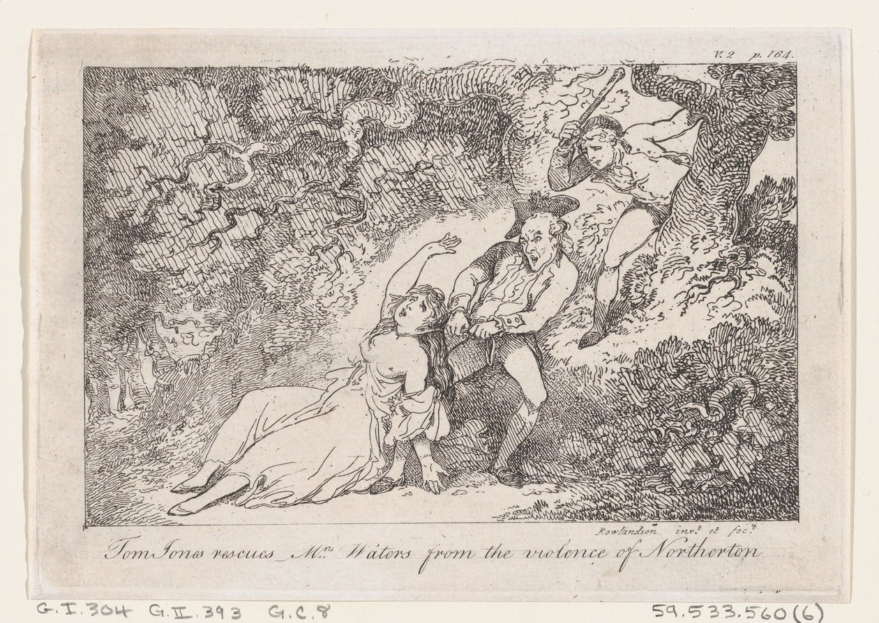 Tom Jones rettet Mrs. Waters vor der Gewalt von Northerton, aus Die Geschichte von Tom Jones, 1792 von Thomas Rowlandson