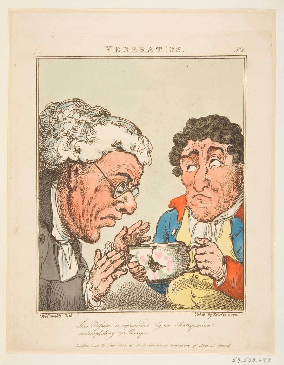 Verehrung Le Brun Travestiert, oder Karikaturen der Leidenschaften, 21. Januar 1800 von Thomas Rowlandson