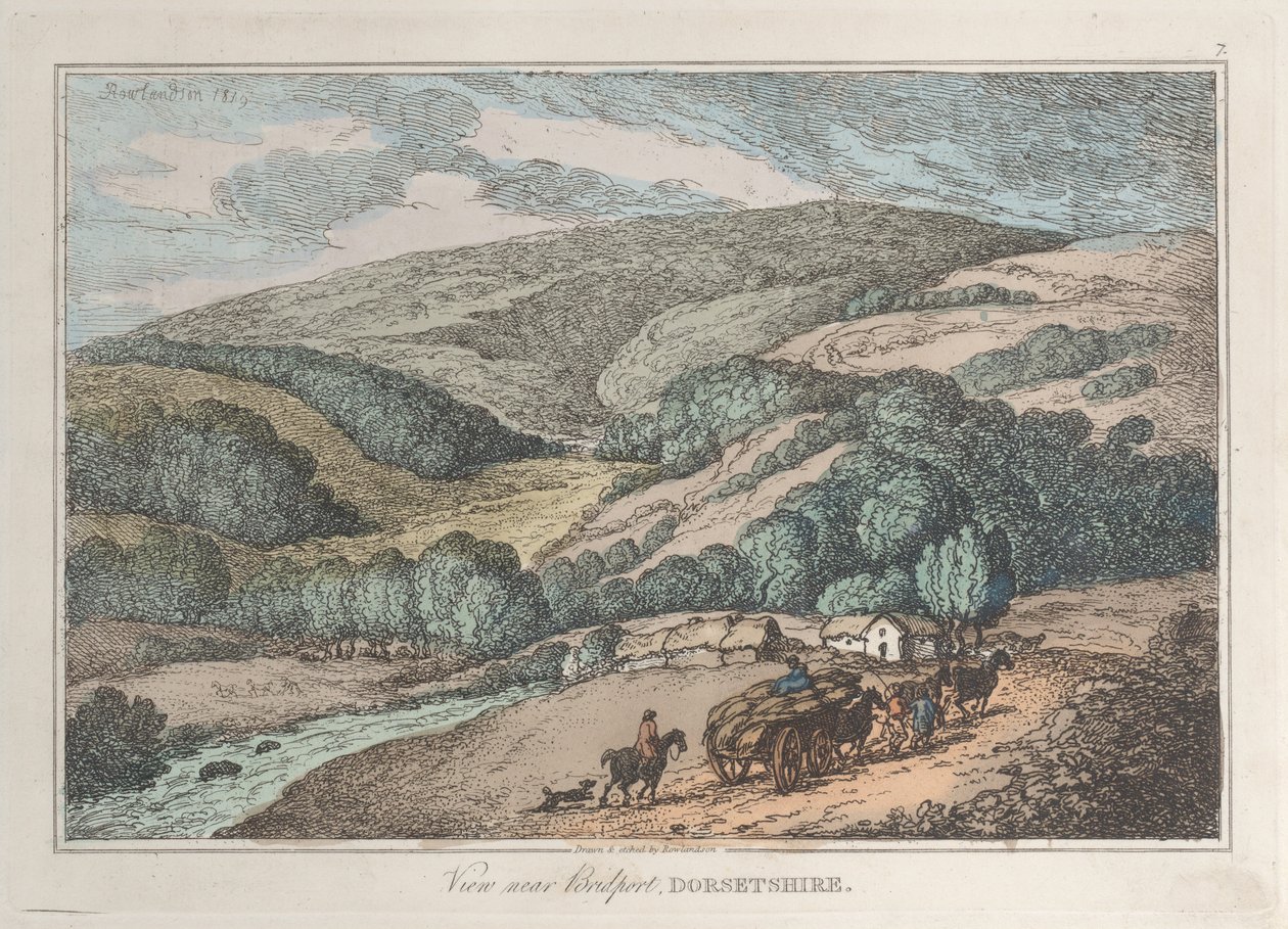 Ansicht in der Nähe von Bridport, Dorsetshire, aus Skizzen aus der Natur von Thomas Rowlandson