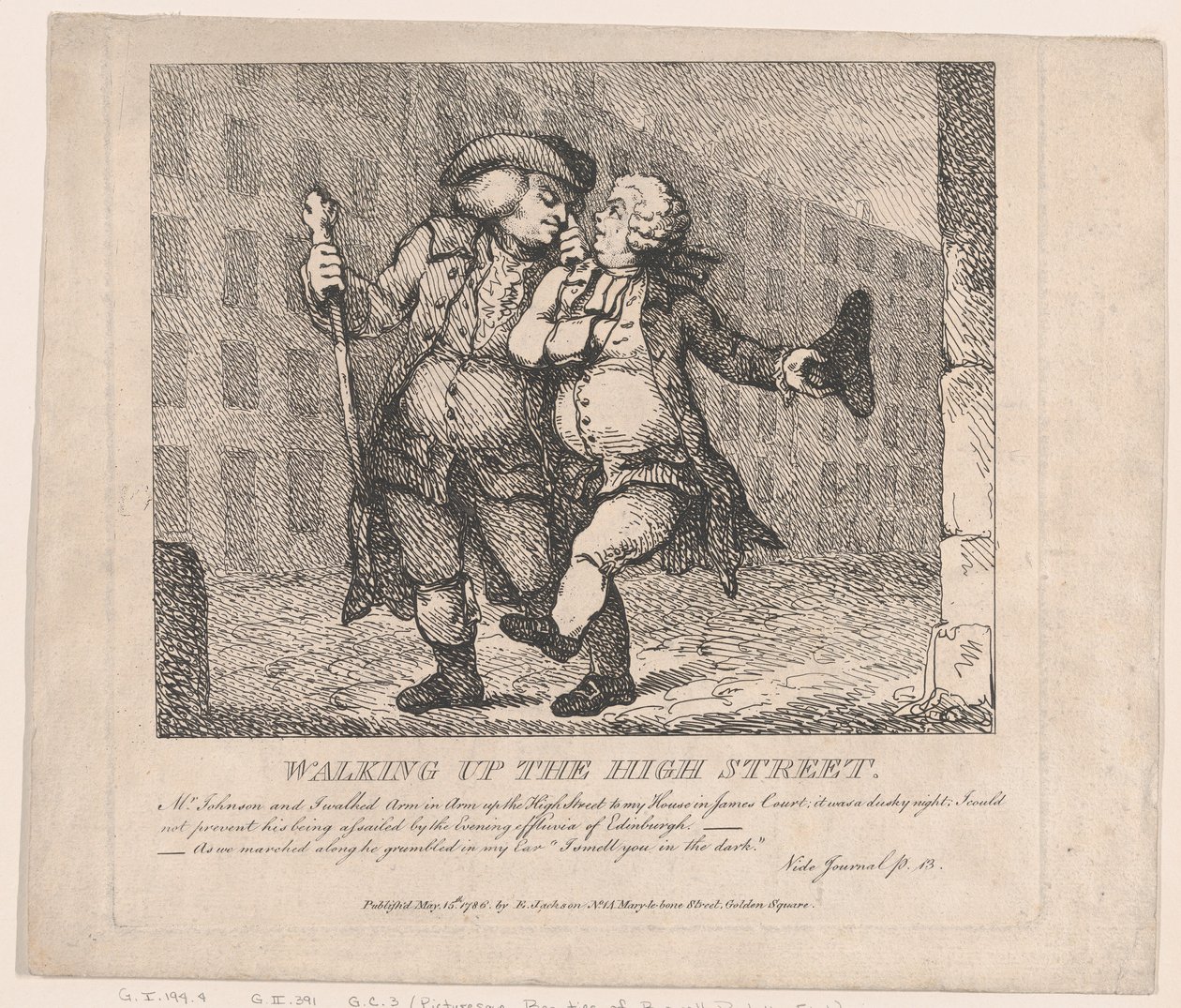 Die High Street hinaufgehen, Edinburgh Picturesque Beauties of Boswell, Teil der F..., 15. Mai 1786 von Thomas Rowlandson