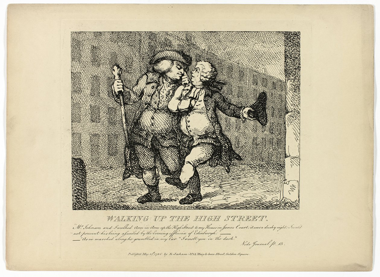 Spaziergang auf der High Street, aus Boswells Tour der Hebriden von Thomas Rowlandson
