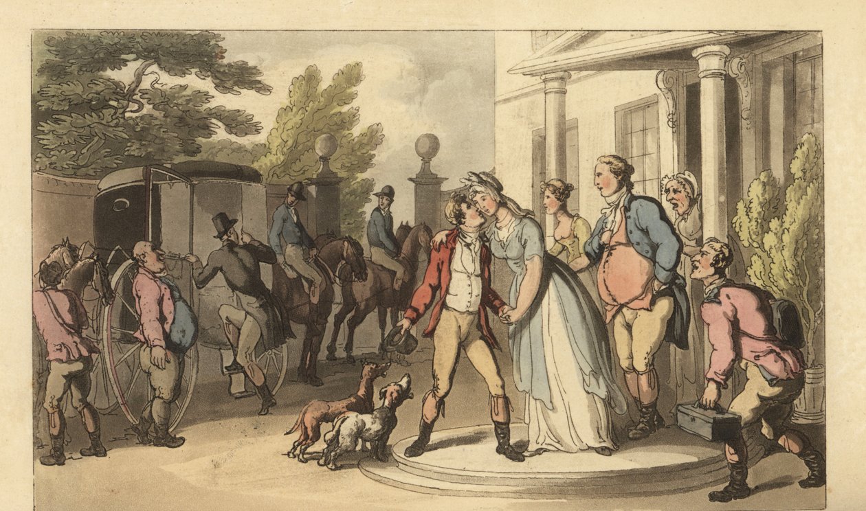 Junger englischer Gentleman verlässt seine Familie, um auf die Grand Tour zu gehen von Thomas Rowlandson