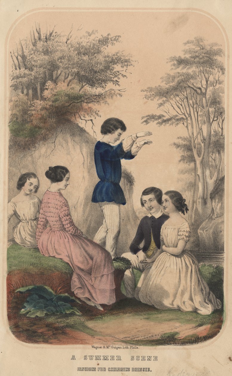 Eine Sommerszene, Mode für Kinderkleider, Lithographie von Wagner und McGuigan, 1850 von Thomas S. Wagner