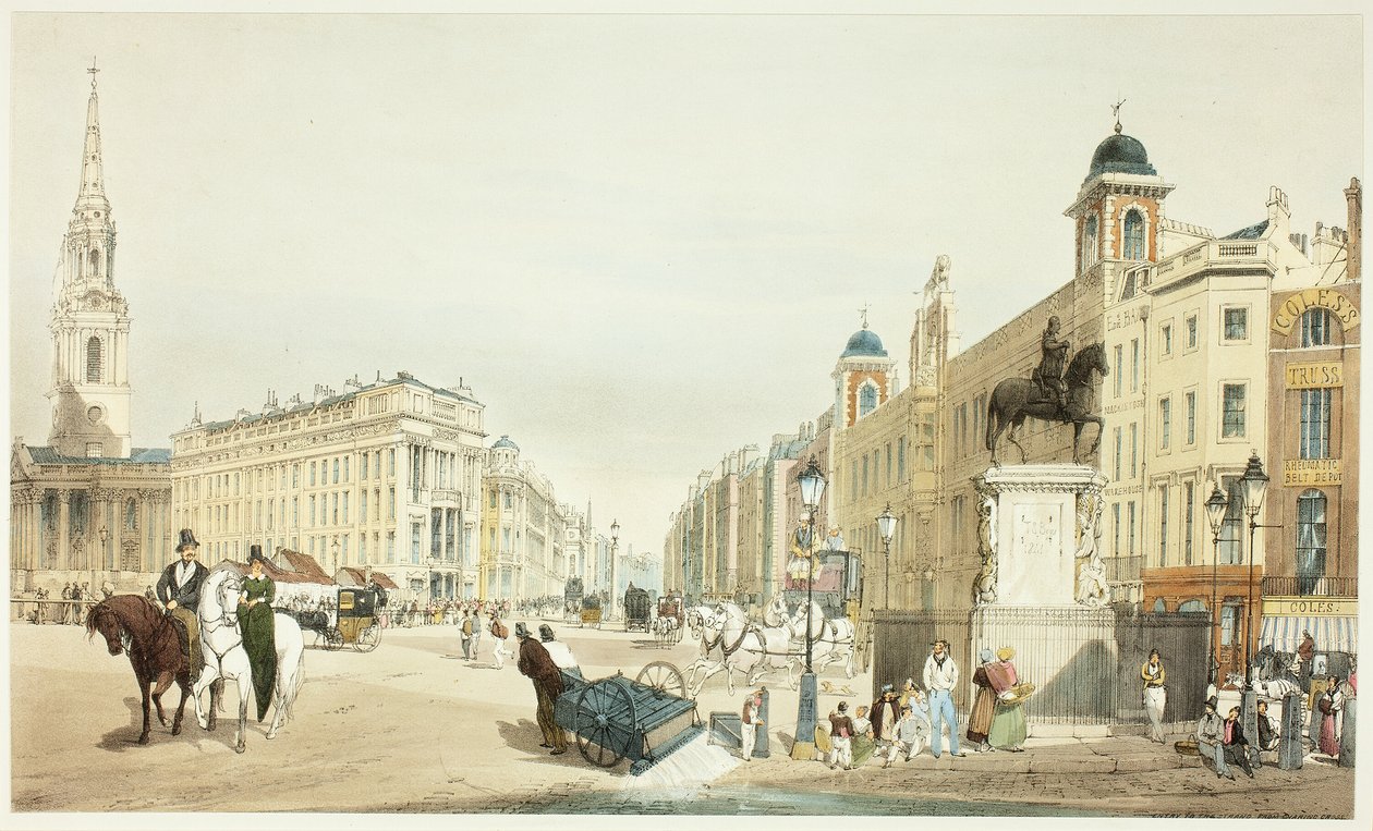 Eingang zum Strand von Charing Cross, Platte zwanzig aus Originalansichten von London wie es ist von Thomas Shotter Boys