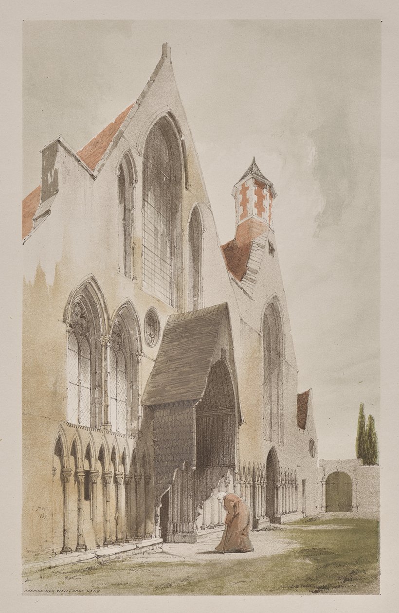 Malerische Architektur in Paris, Gent, Antwerpen, Rouen: Hospice des Vieillards, Gent, Belgien von Thomas Shotter Boys