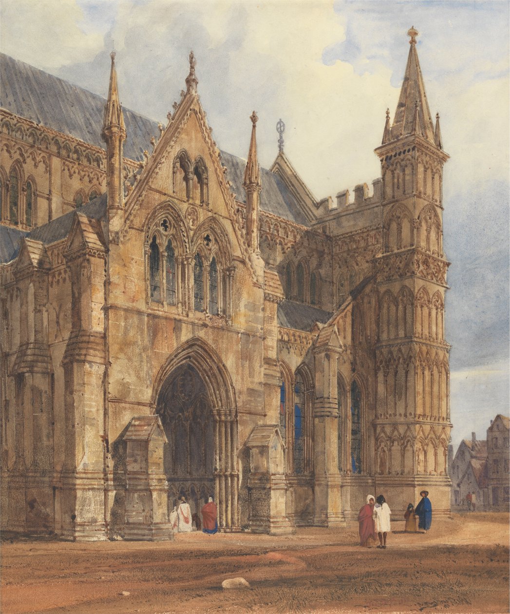 Die Nordwestvorhalle der Kathedrale von Salisbury von Thomas Shotter Boys