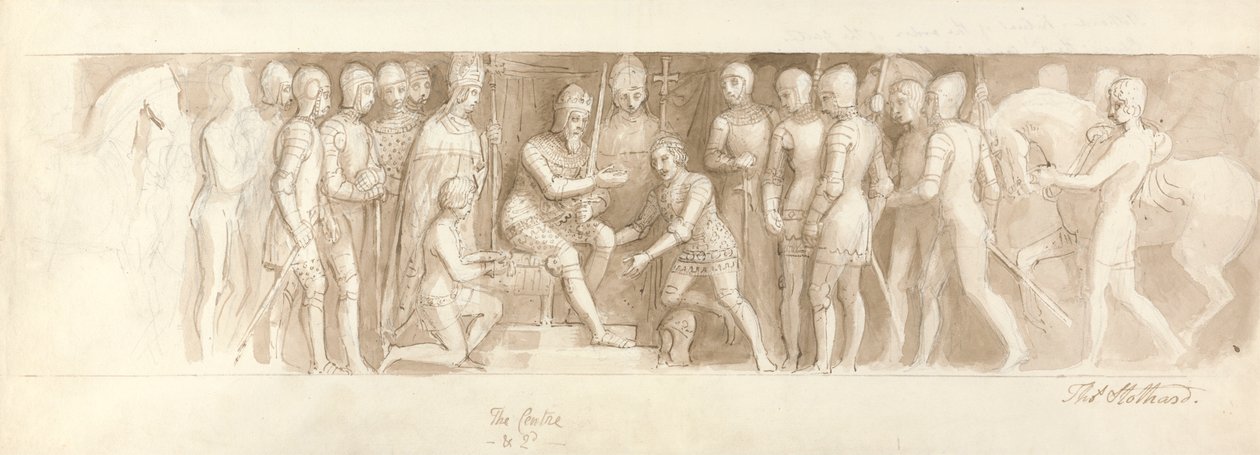 Entwurf für die große Treppe, Buckingham Palace, das Zentrum & 2d von Thomas Stothard