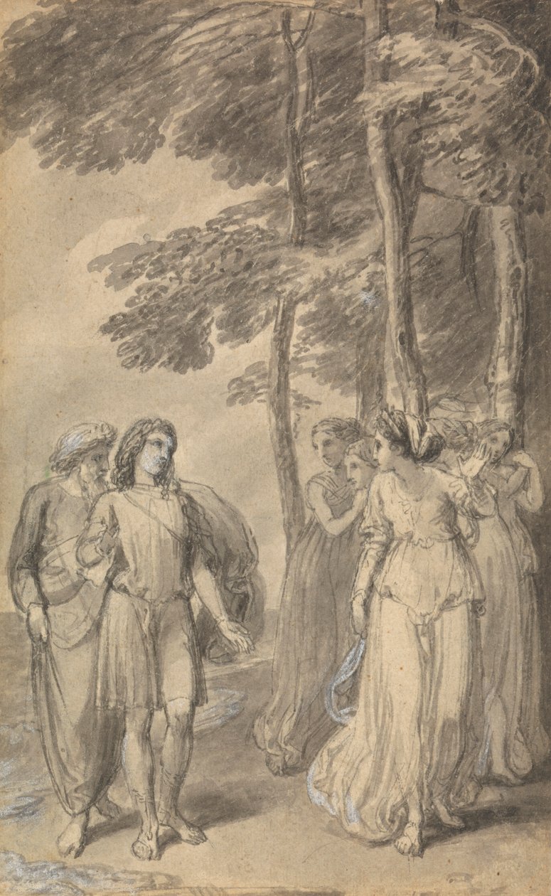 Eine von sechs Illustrationen zu Fénelons "Die Abenteuer des Telemach, Sohn des Odysseus" von Thomas Stothard