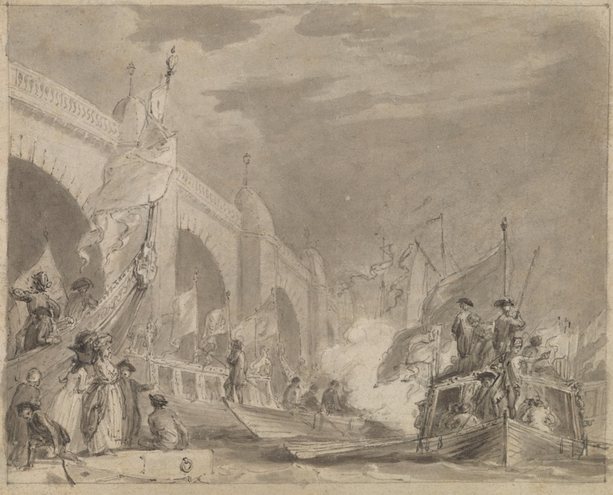 Westminster Bridge und die königliche Barke (Die königliche Barke und Westminster) von Thomas Stothard