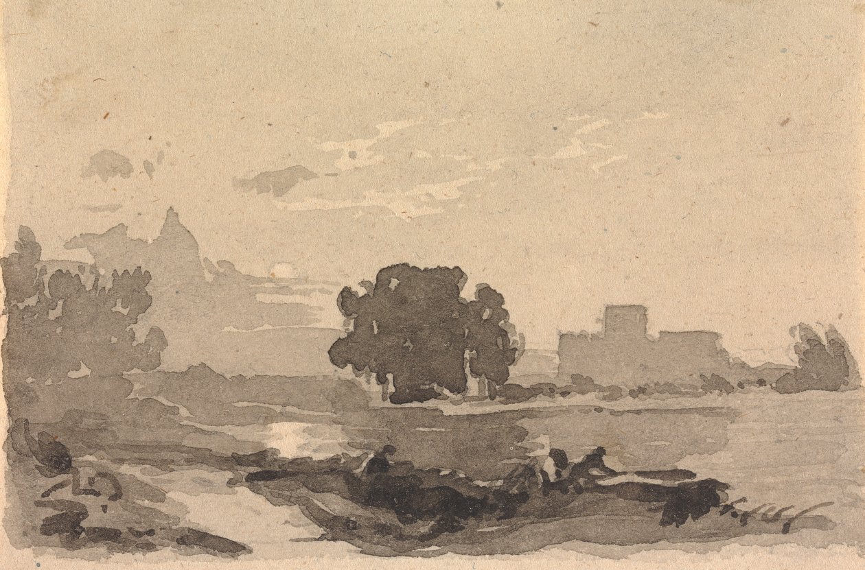 Landschaft mit Schloss im Hintergrund von Thomas Sully