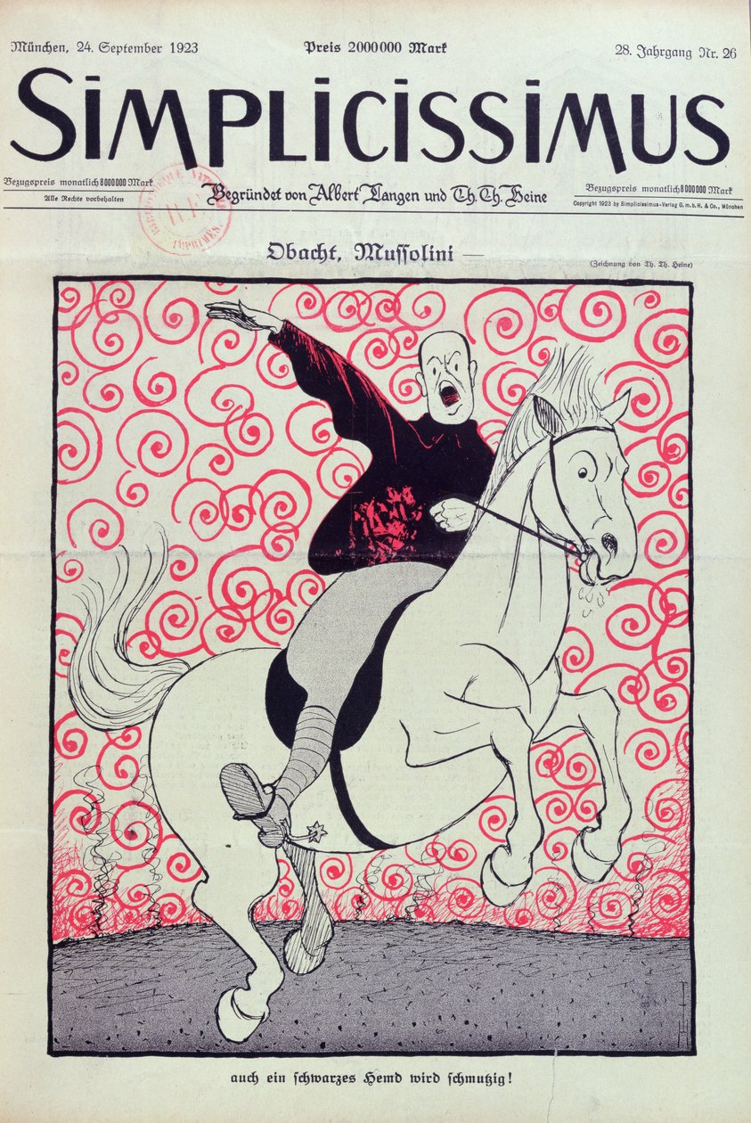 Karikatur von Benito Mussolini, Titelbild der Zeitschrift 