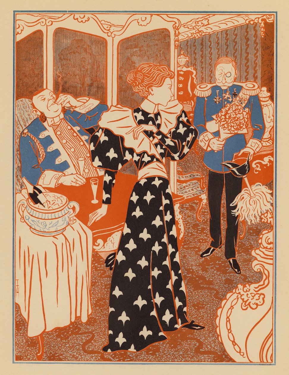 Prinzessin lehnt Heiratsantrag ab, weil sie sich mit dem Kutscher ihres Verehrers verlobt hat von Thomas Theodor Heine