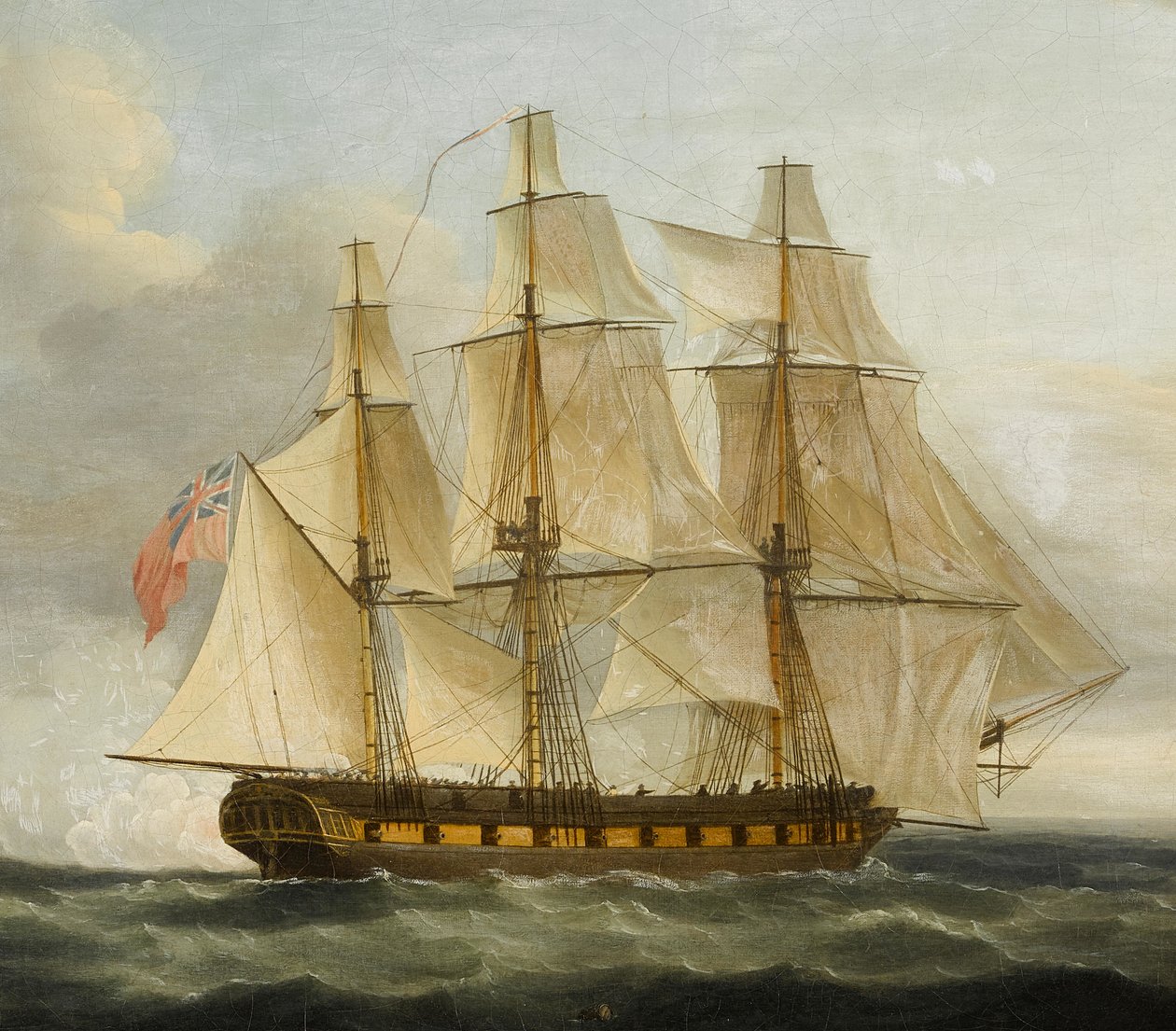 Die Eroberung der französischen Fregatte Le Serene durch die englische Fregatte Boreas von Thomas Whitcombe