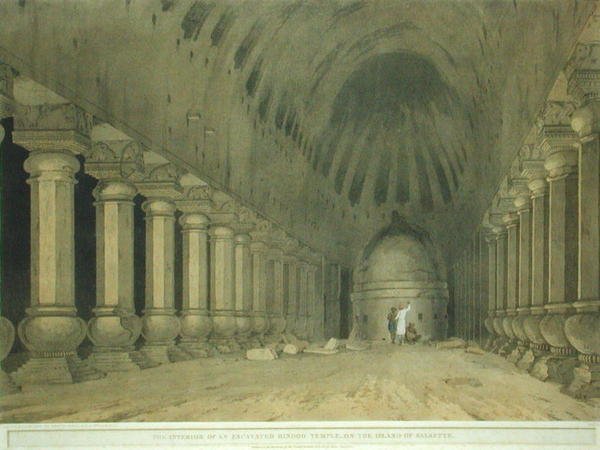 Innenraum eines ausgegrabenen Hindu-Tempels auf der Insel Salsette, Tafel 63 aus 