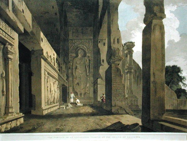 Das Portikus eines ausgegrabenen Tempels auf der Insel Salsette, Tafel 55 aus 