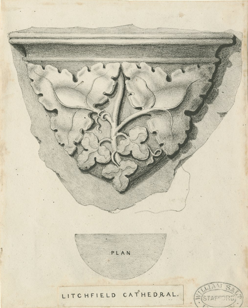 Innenraum der Lichfield Kathedrale - Geschnitztes Laubwerk von Thomas Witlam Atkinson