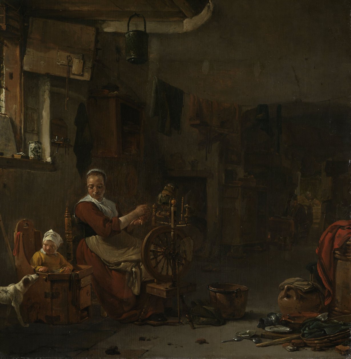 Bäuerin beim Spinnen von Thomas Wyck