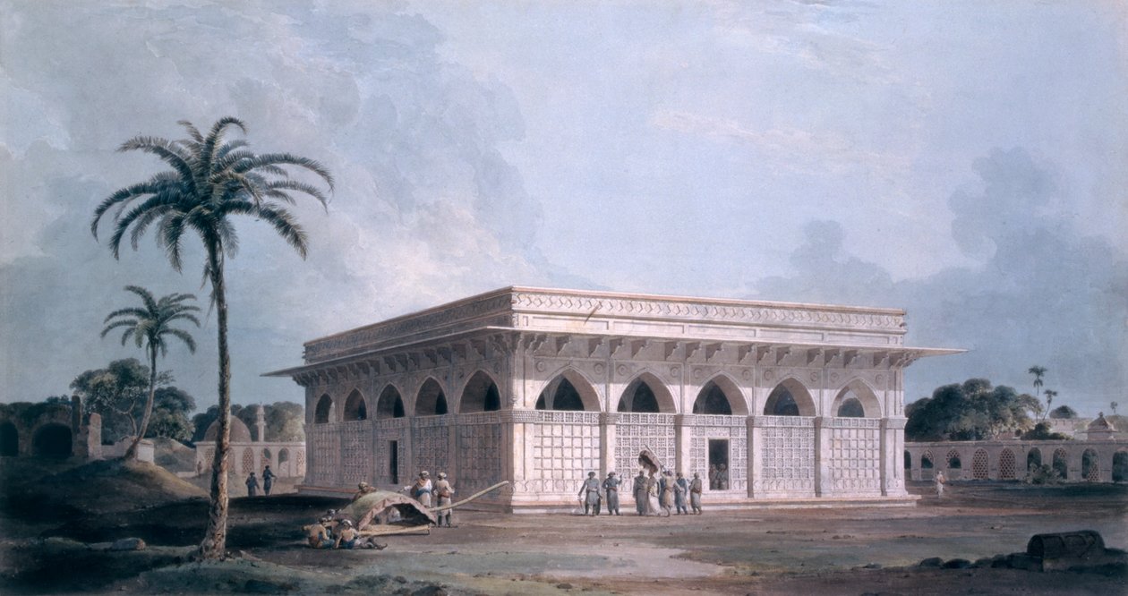 Chaunsath Khamba, Nizamuddin, Neu-Delhi (farbige Aquatinta) von Thomas und William Daniell