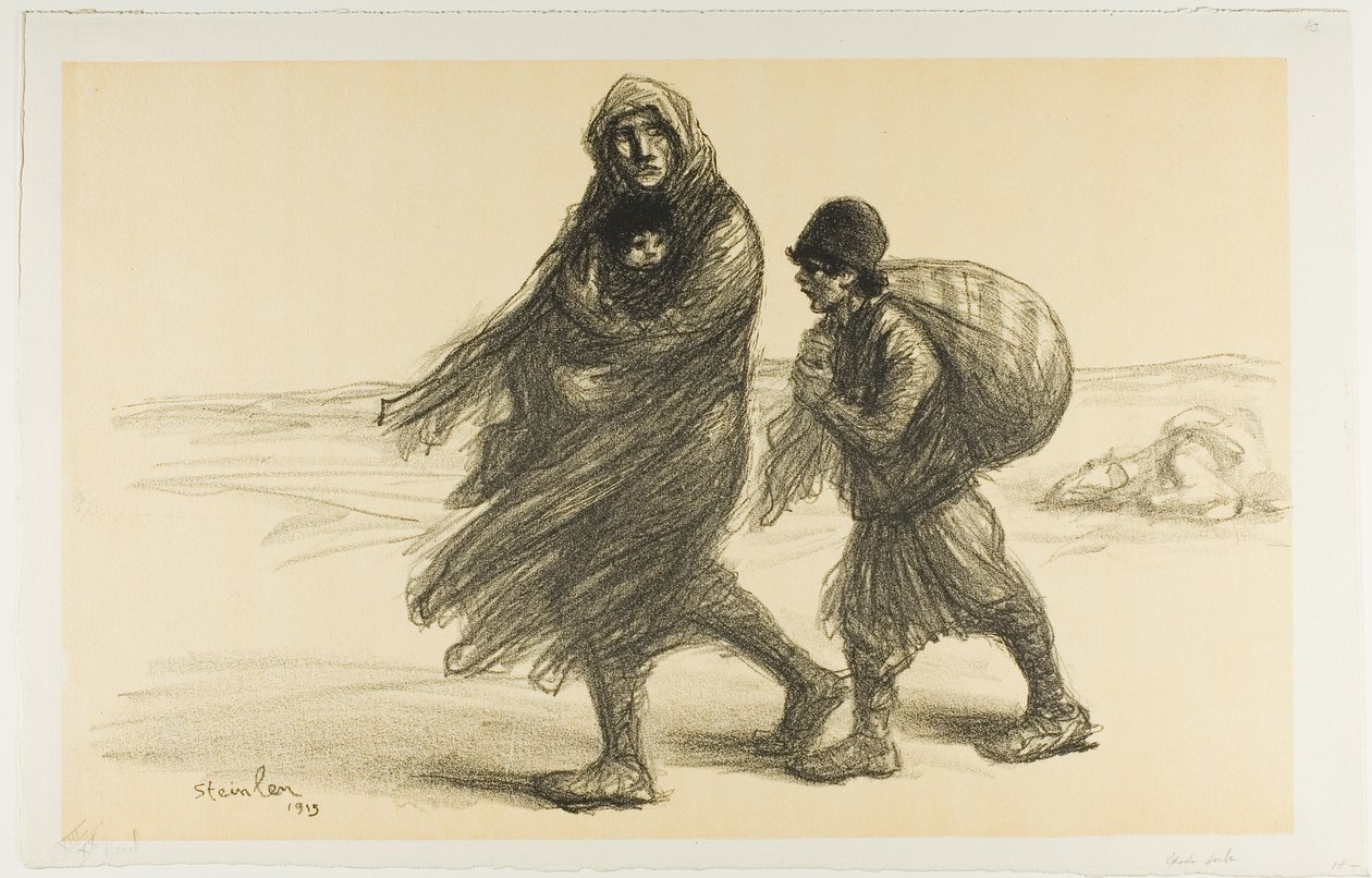 Serbischer Exodus, Tafel einundzwanzig aus Actualités von Théophile Alexandre Pierre Steinlen