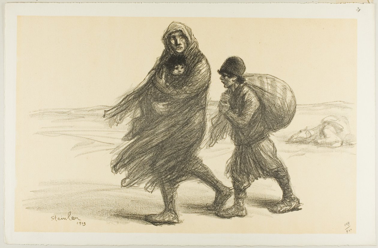 Serbischer Exodus, Platte einundzwanzig aus Actualités von Théophile Alexandre Pierre Steinlen