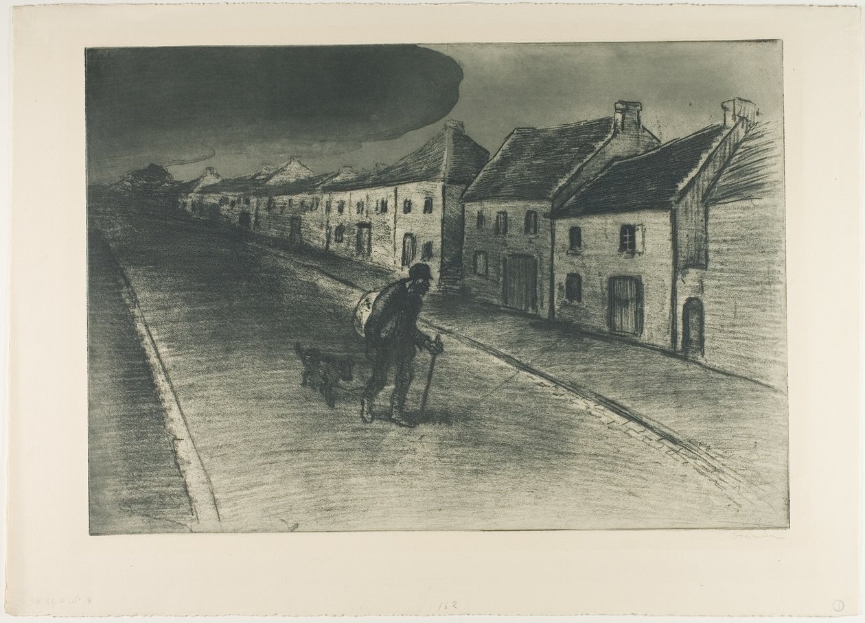 Landstreicher zieht durch ein schlafendes Dorf von Théophile Alexandre Pierre Steinlen