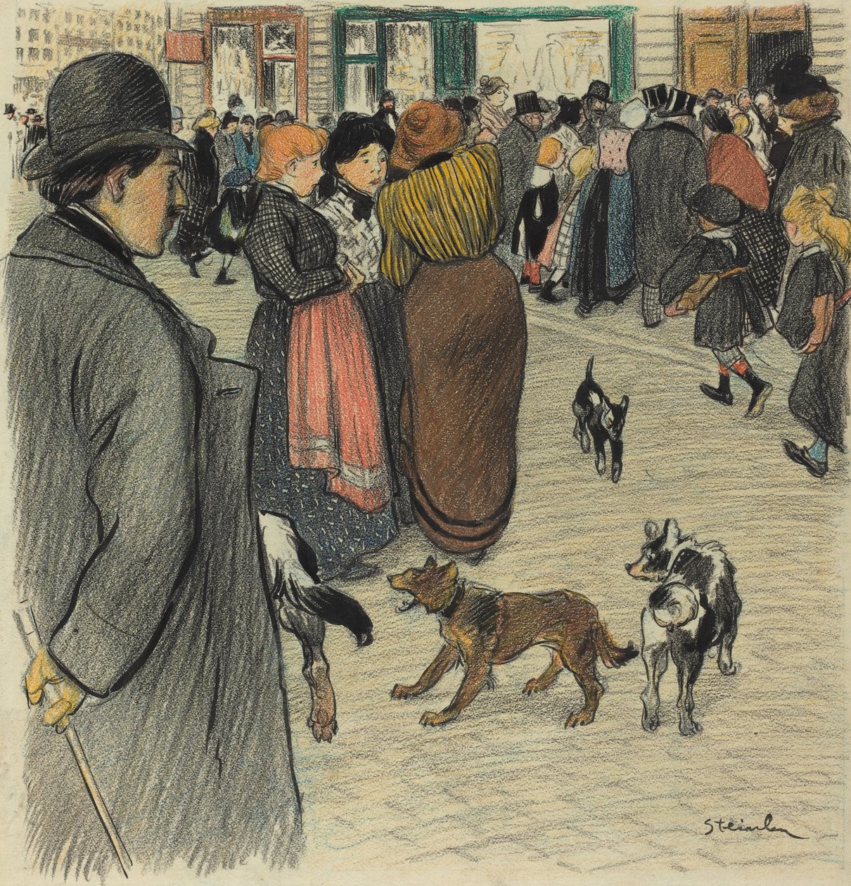 Die Menge beobachten, spätes 19. - frühes 20. Jahrhundert von Théophile Alexandre Steinlen
